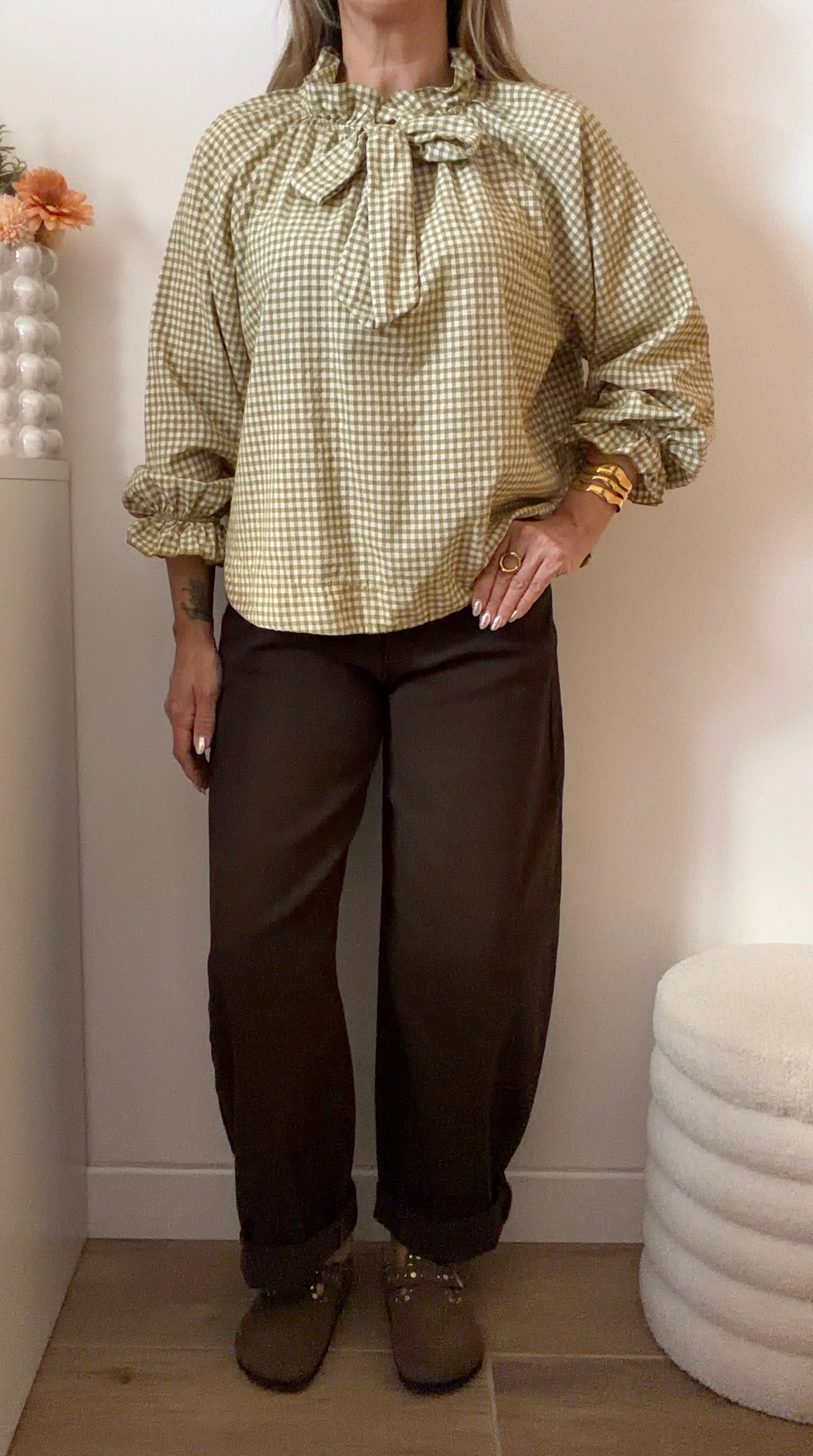 BLOUSE VICHY OLIVE