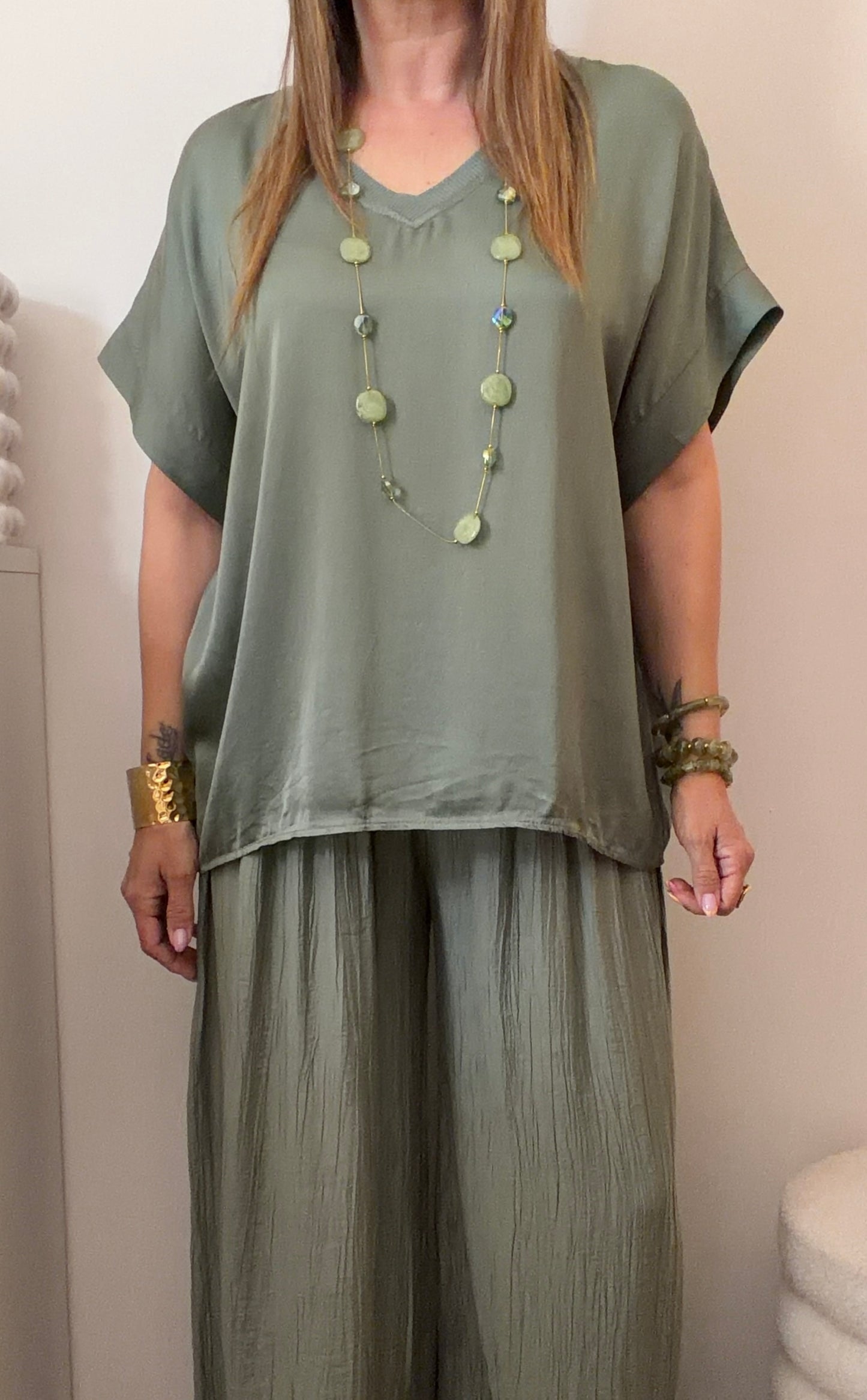 BLOUSE SOIE KAKI