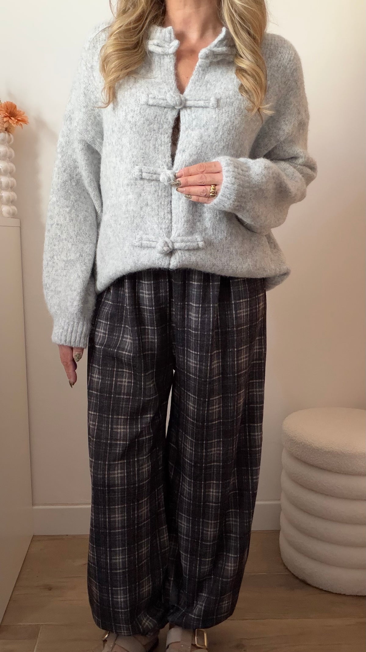 PANTALON À CARREAUX NOIR