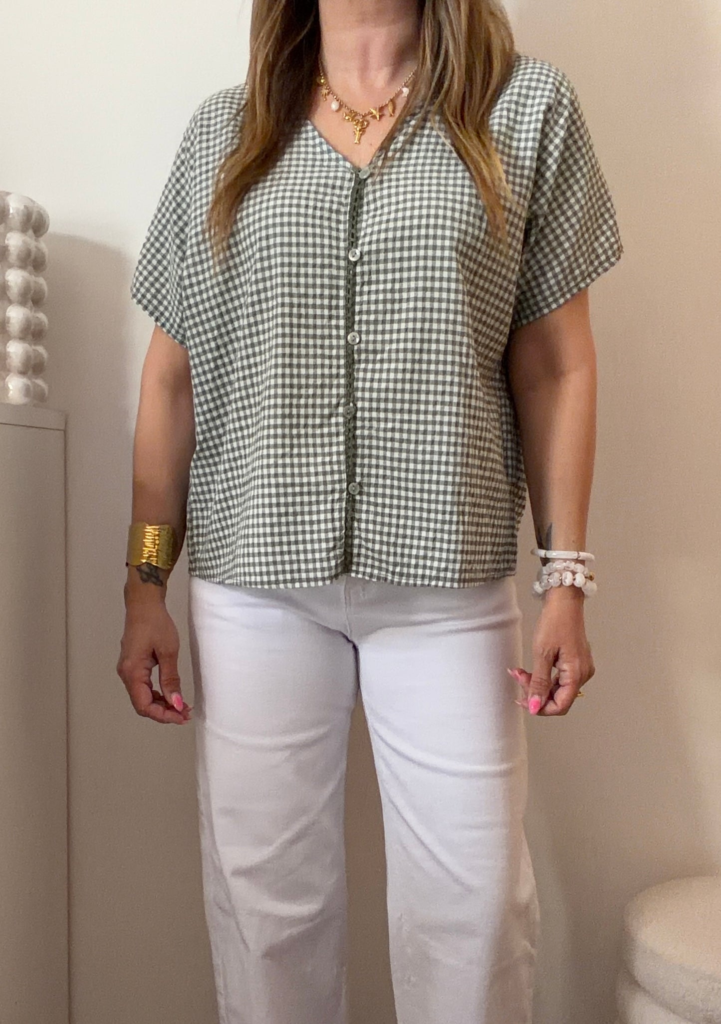BLOUSE VICHY KAKI
