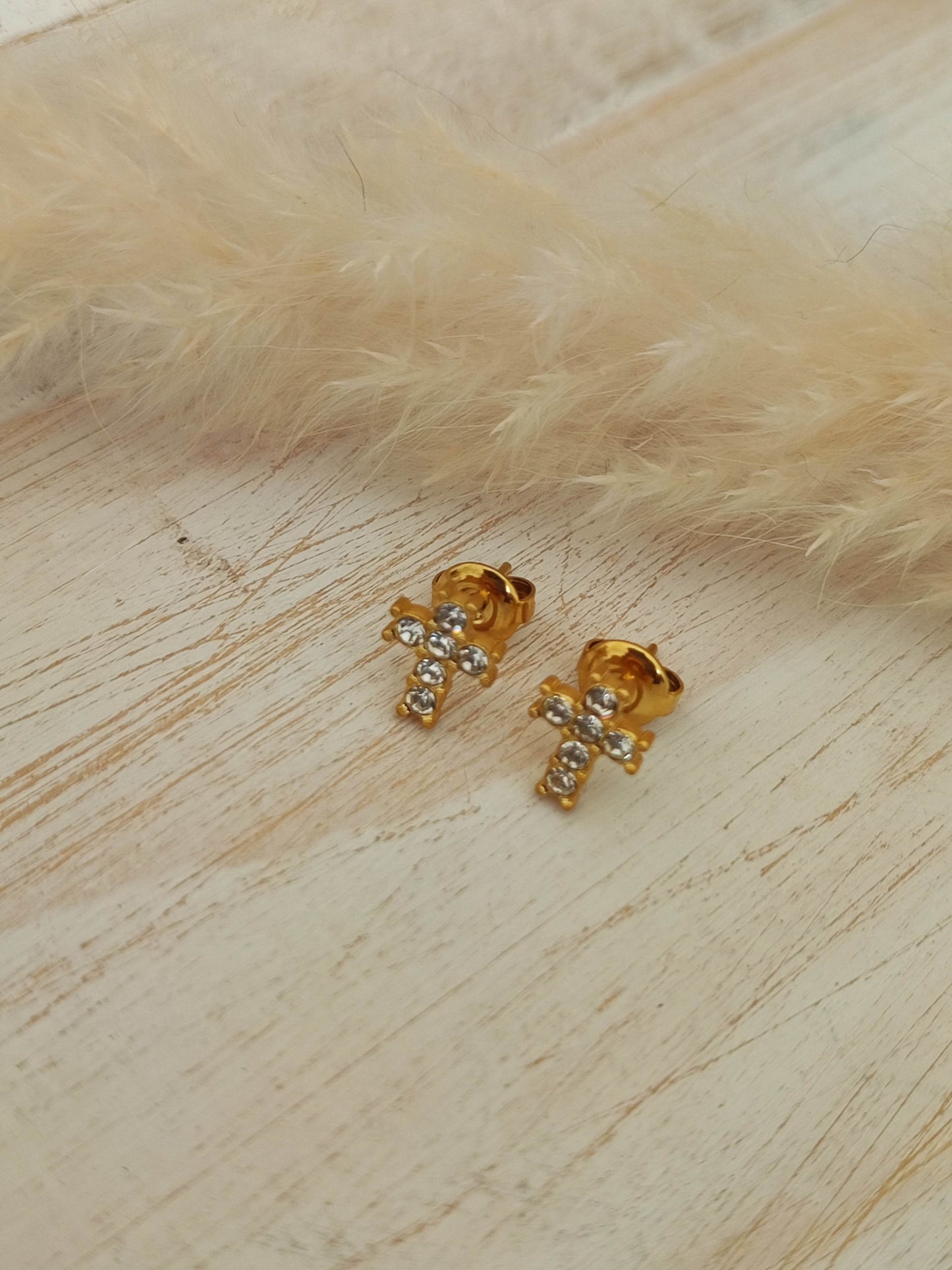 Boucles d'oreilles croix or ou argent