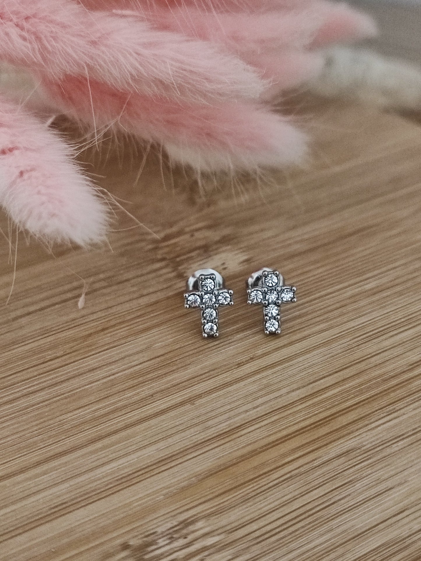Boucles d'oreilles croix or ou argent