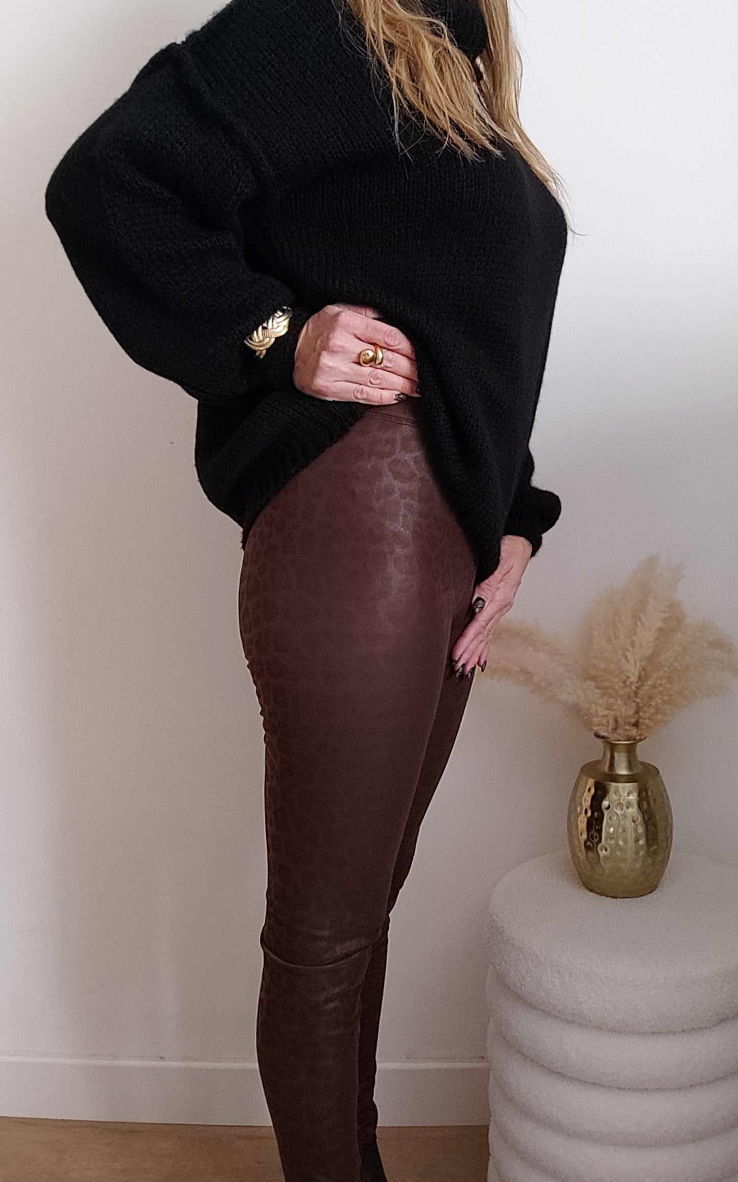 Legging Polaire Léopard Chocolat