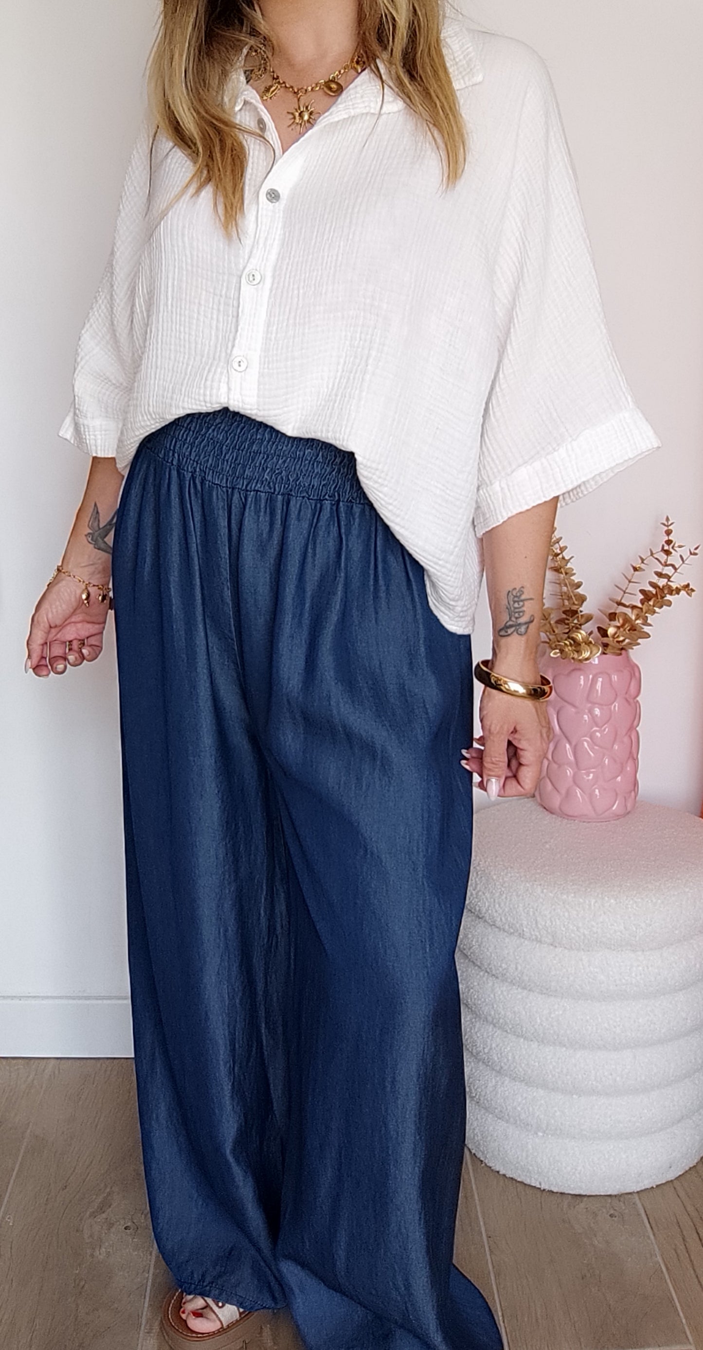 CHEMISE GAZE DE COTON BLANCHE
