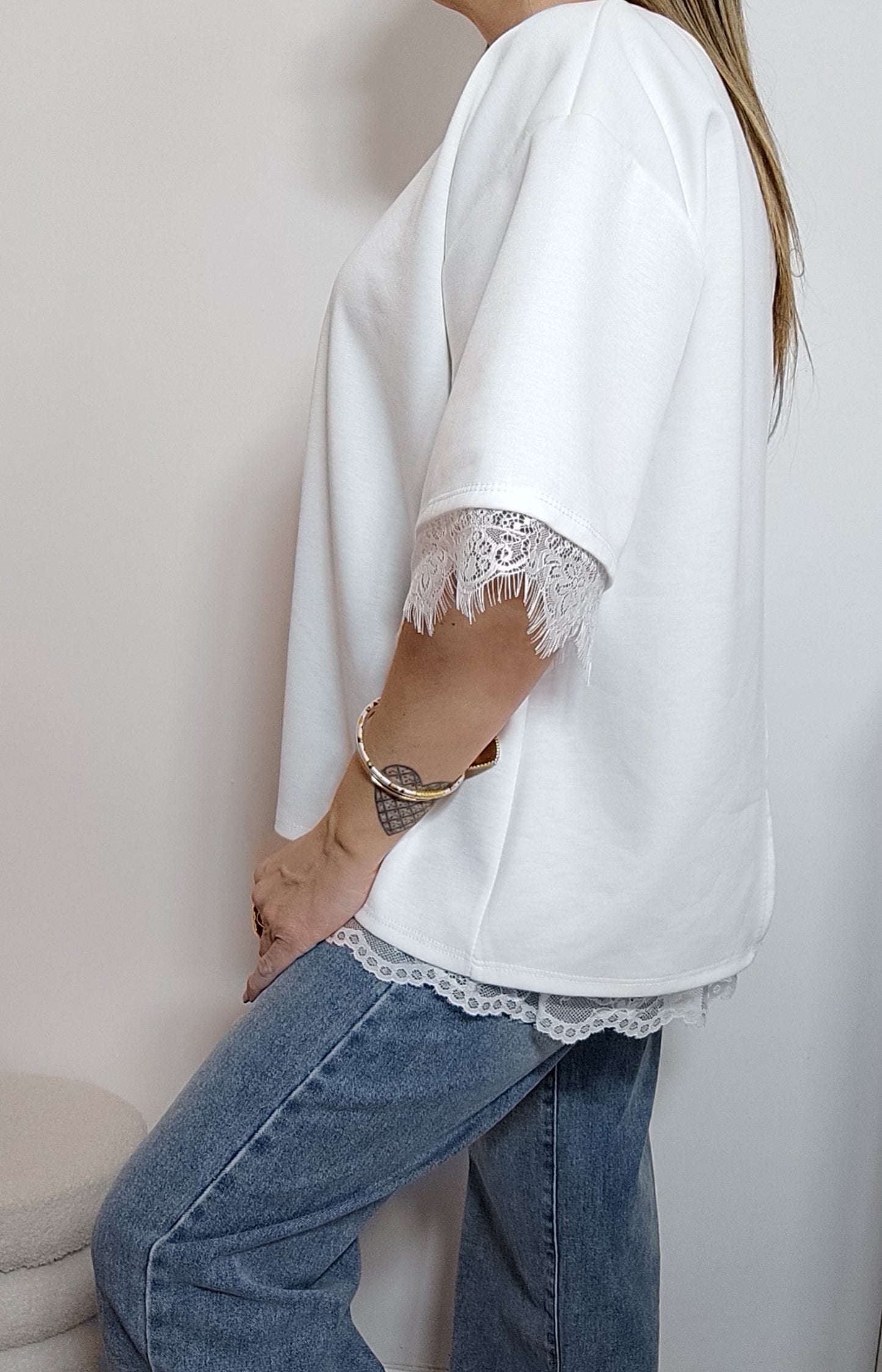 TEE-SHIRT DOS DENTELLE BLANC