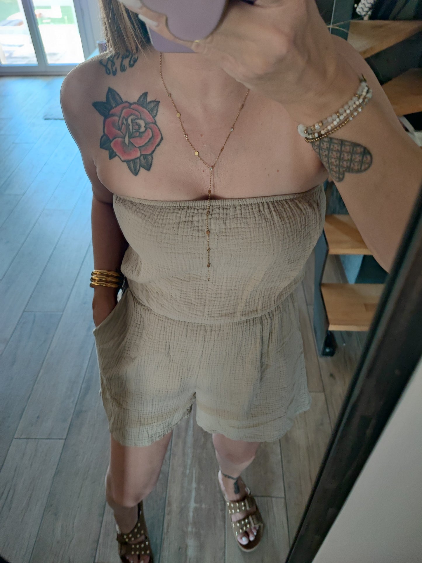 Combishort bustier beige