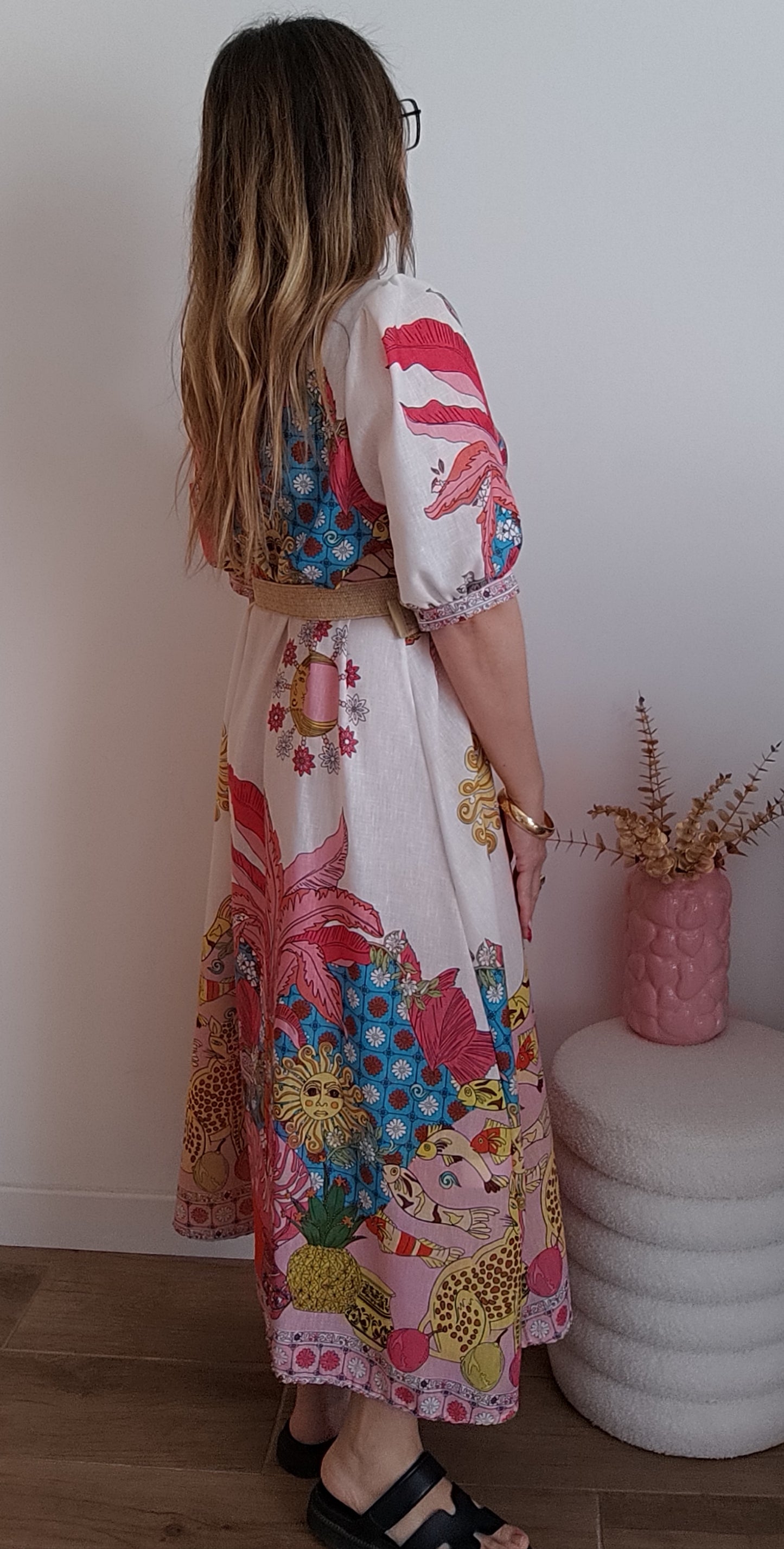 ROBE PALOMA ROSE AVEC CEINTURE