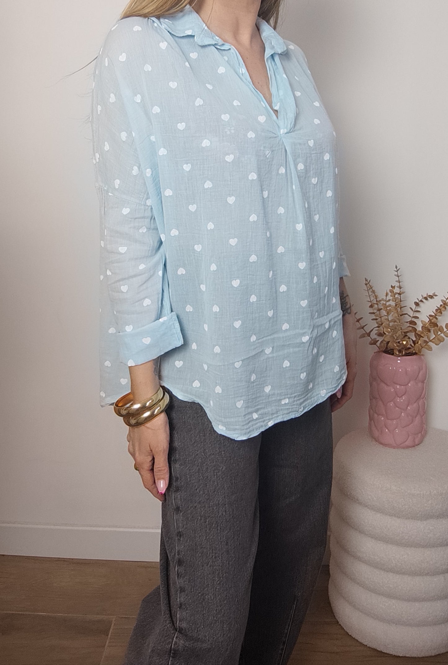 BLOUSE COEURS BLEUE