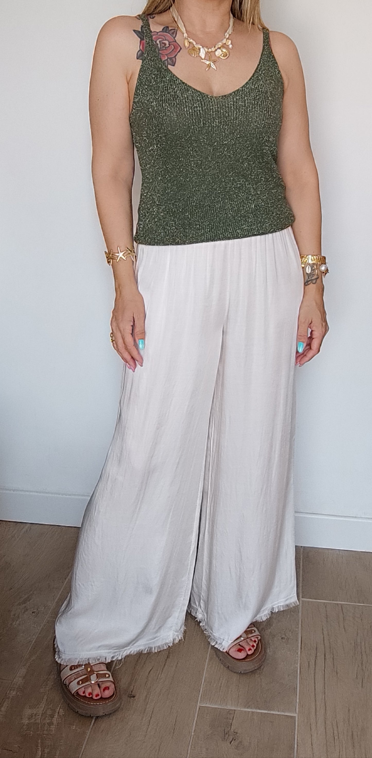 TOP ELLA KAKI PAILLETÉ