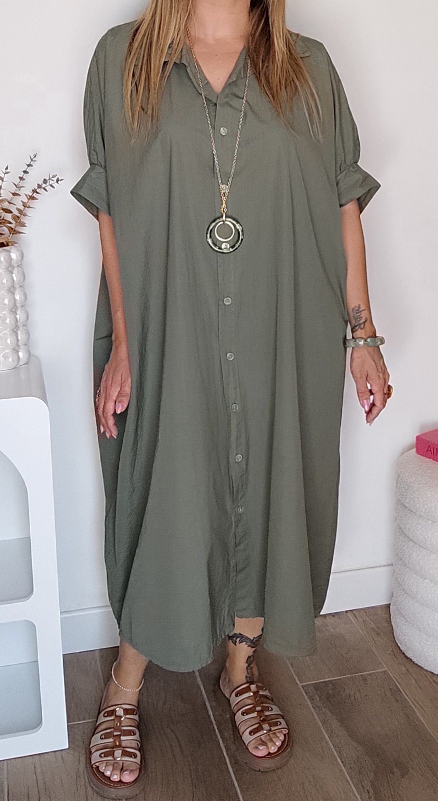 ROBE CHEMISE VÉRONICA KAKI