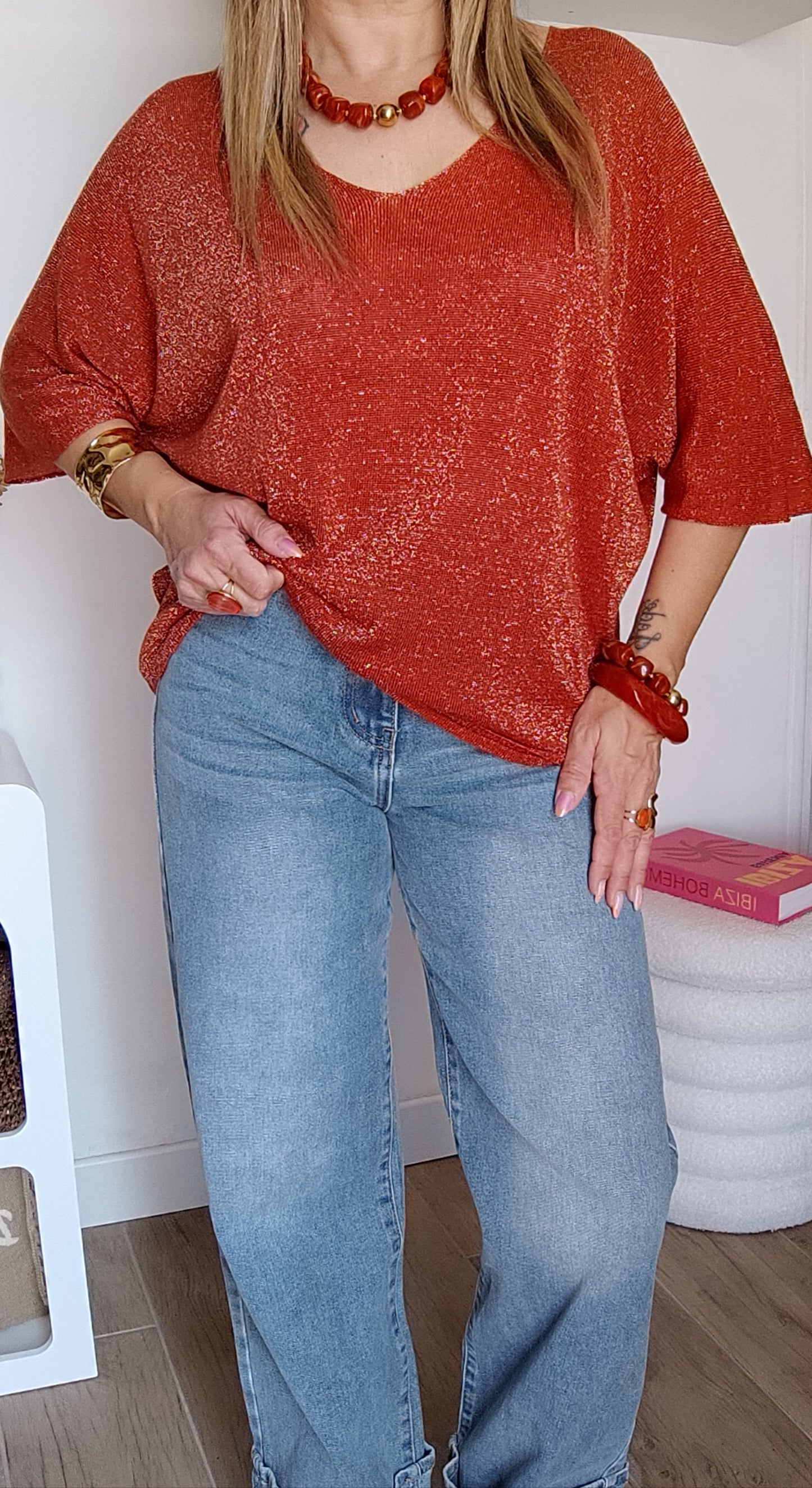 HAUT ROMY TERRACOTTA PAILLETÉ