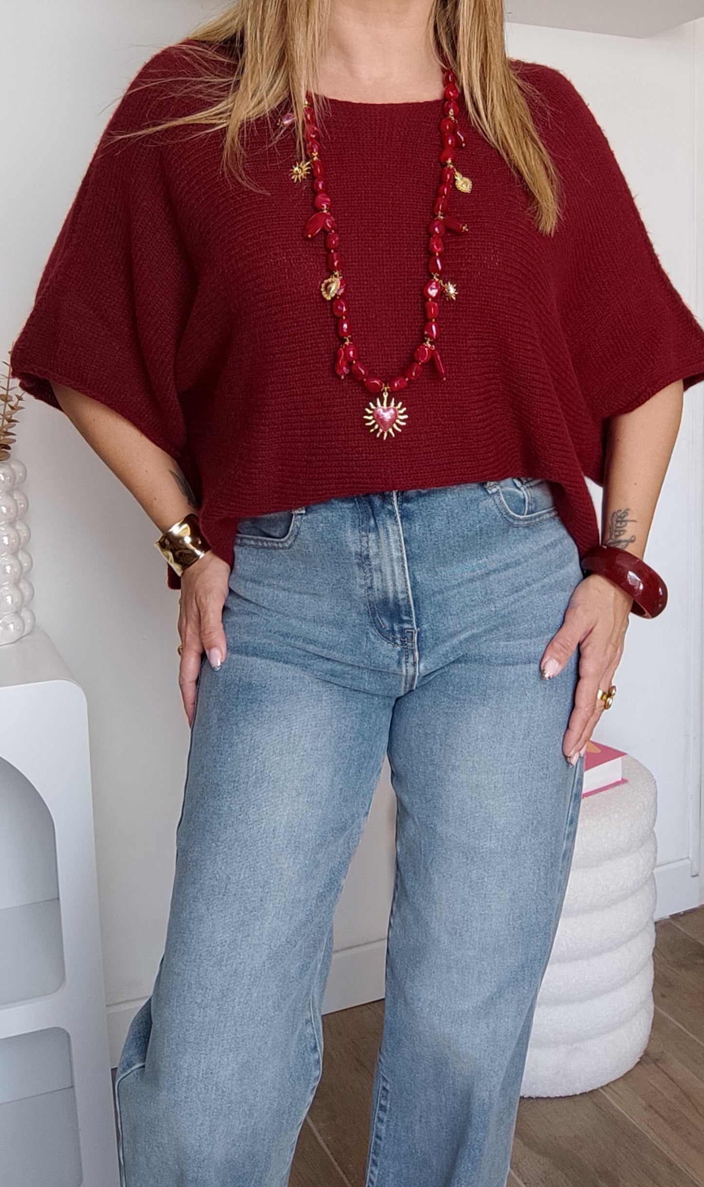 COLLIER SAUTOIR MALAGA BORDEAUX