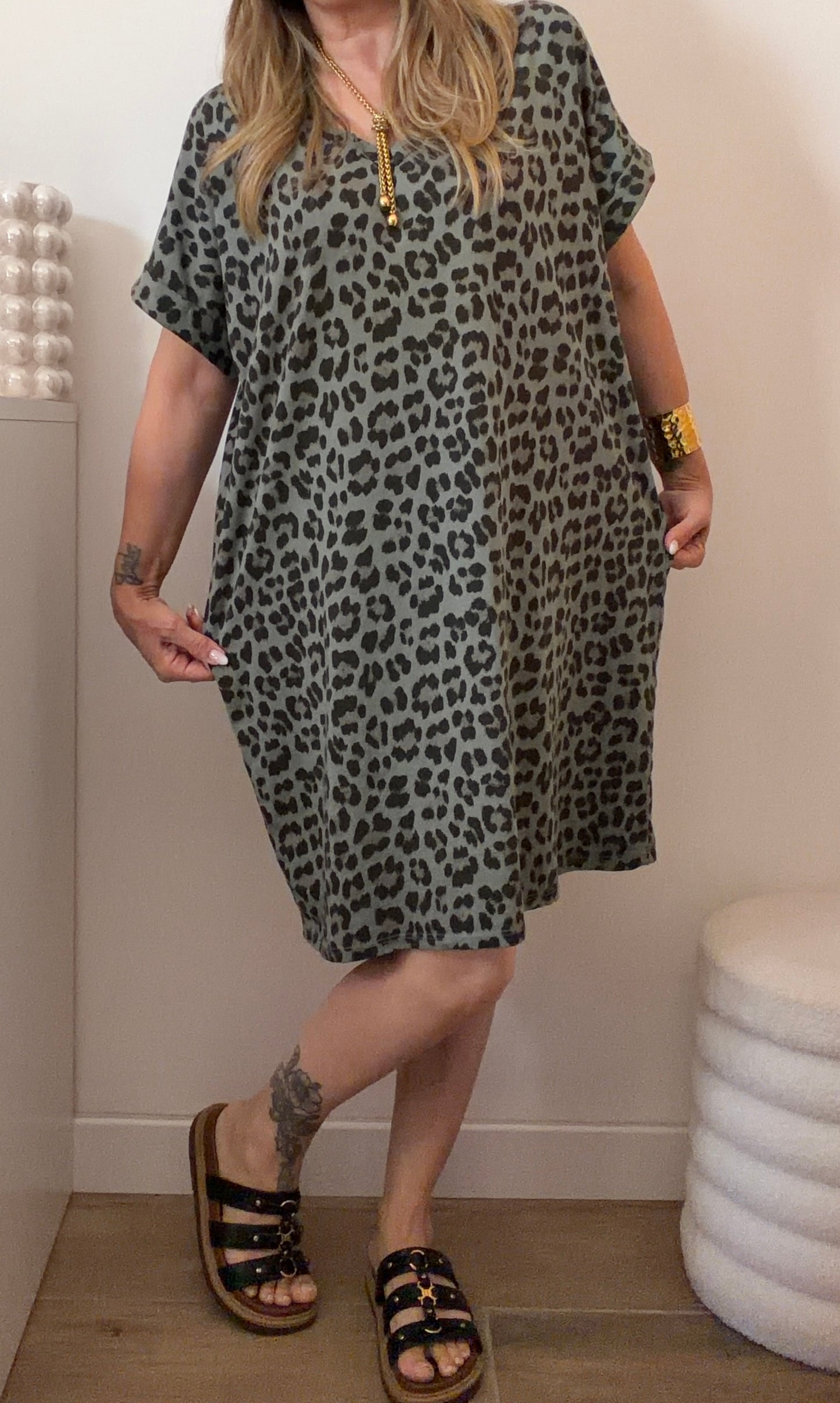 ROBE LÉOPARD KAKI