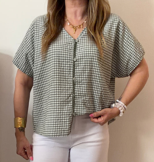 BLOUSE VICHY KAKI