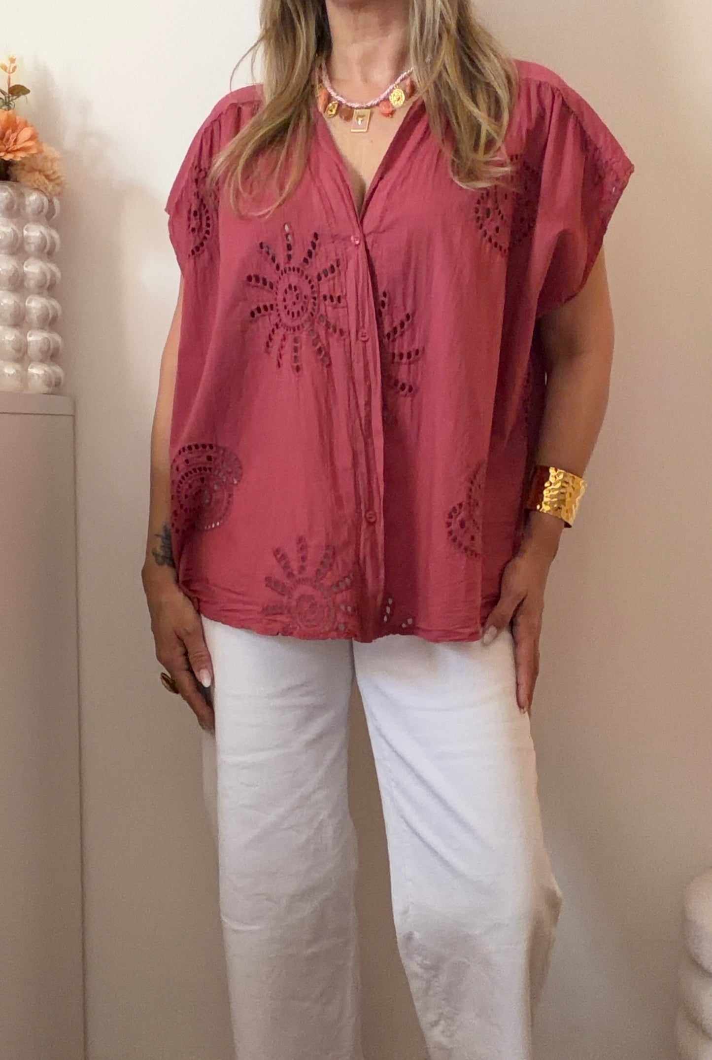 BLOUSE FIDJI FRAMBOISE
