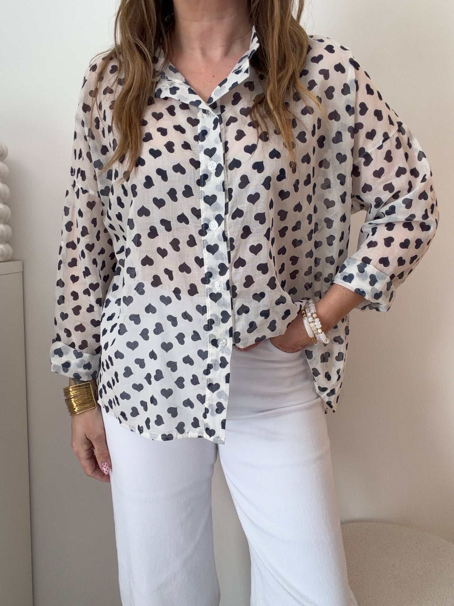 CHEMISE CŒUR MARINE