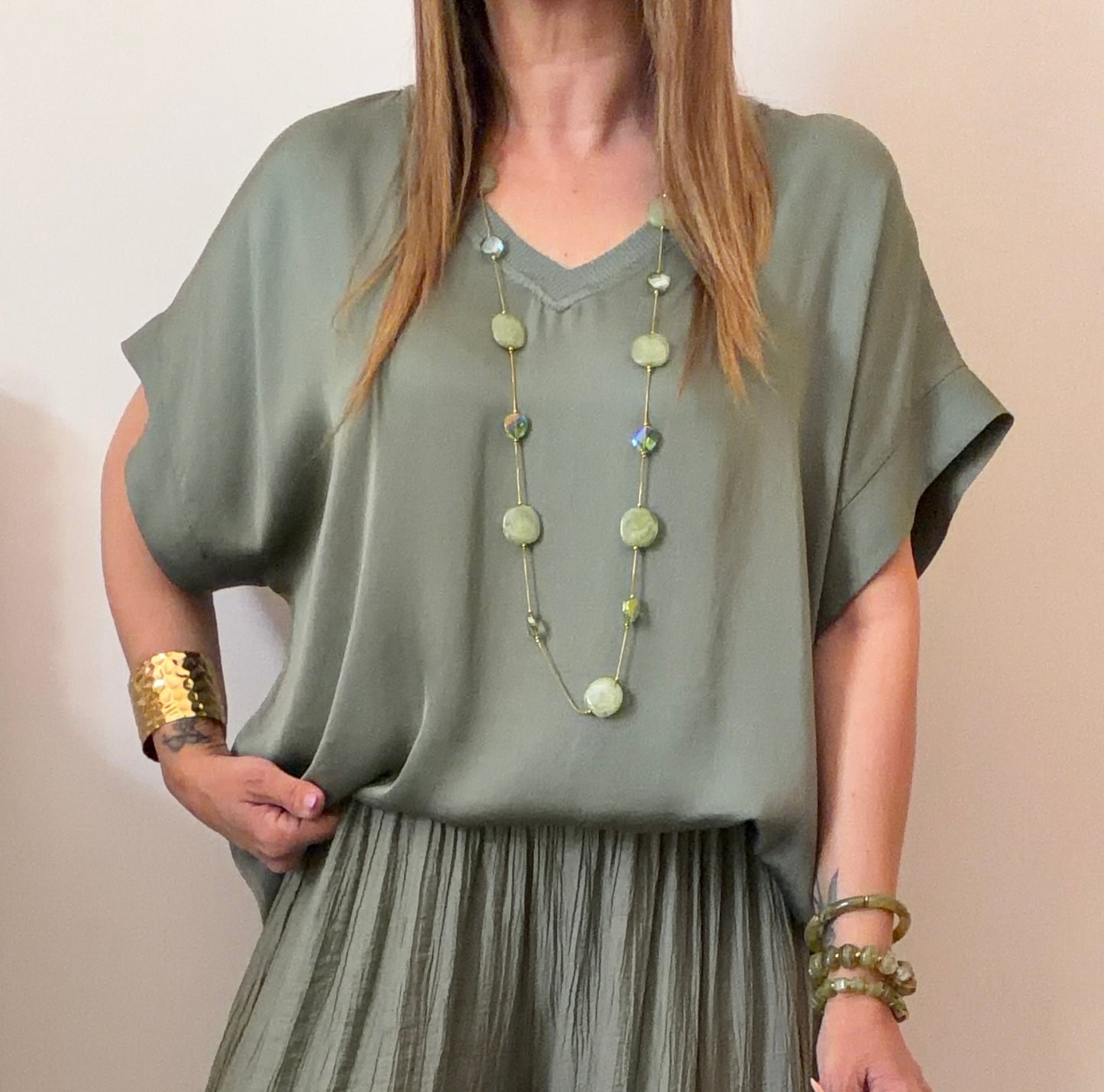 BLOUSE SOIE KAKI