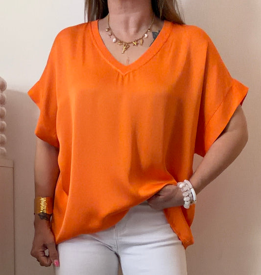 BLOUSE SOIE ORANGE