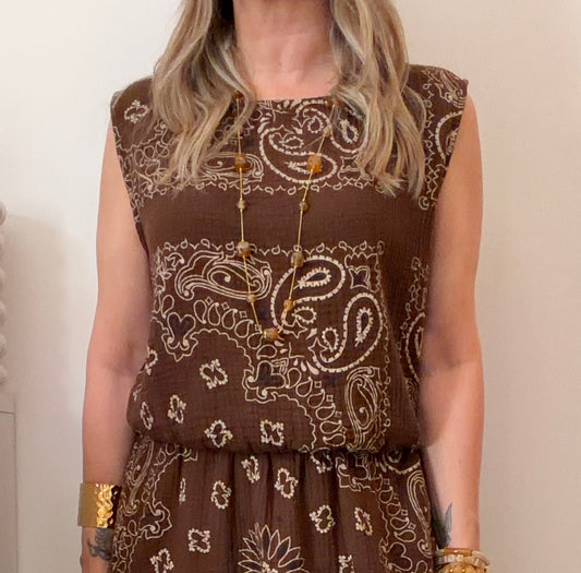 HAUT BANDANA MARRON