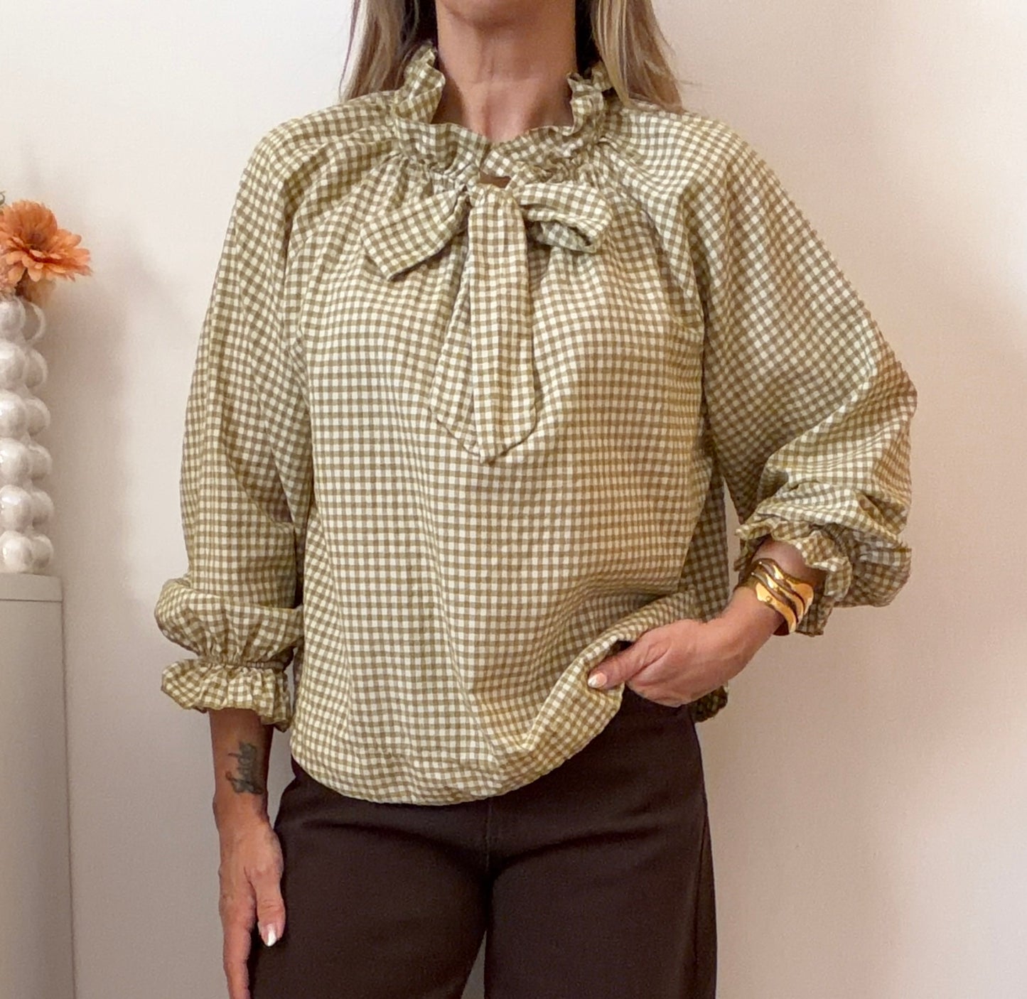 BLOUSE VICHY OLIVE