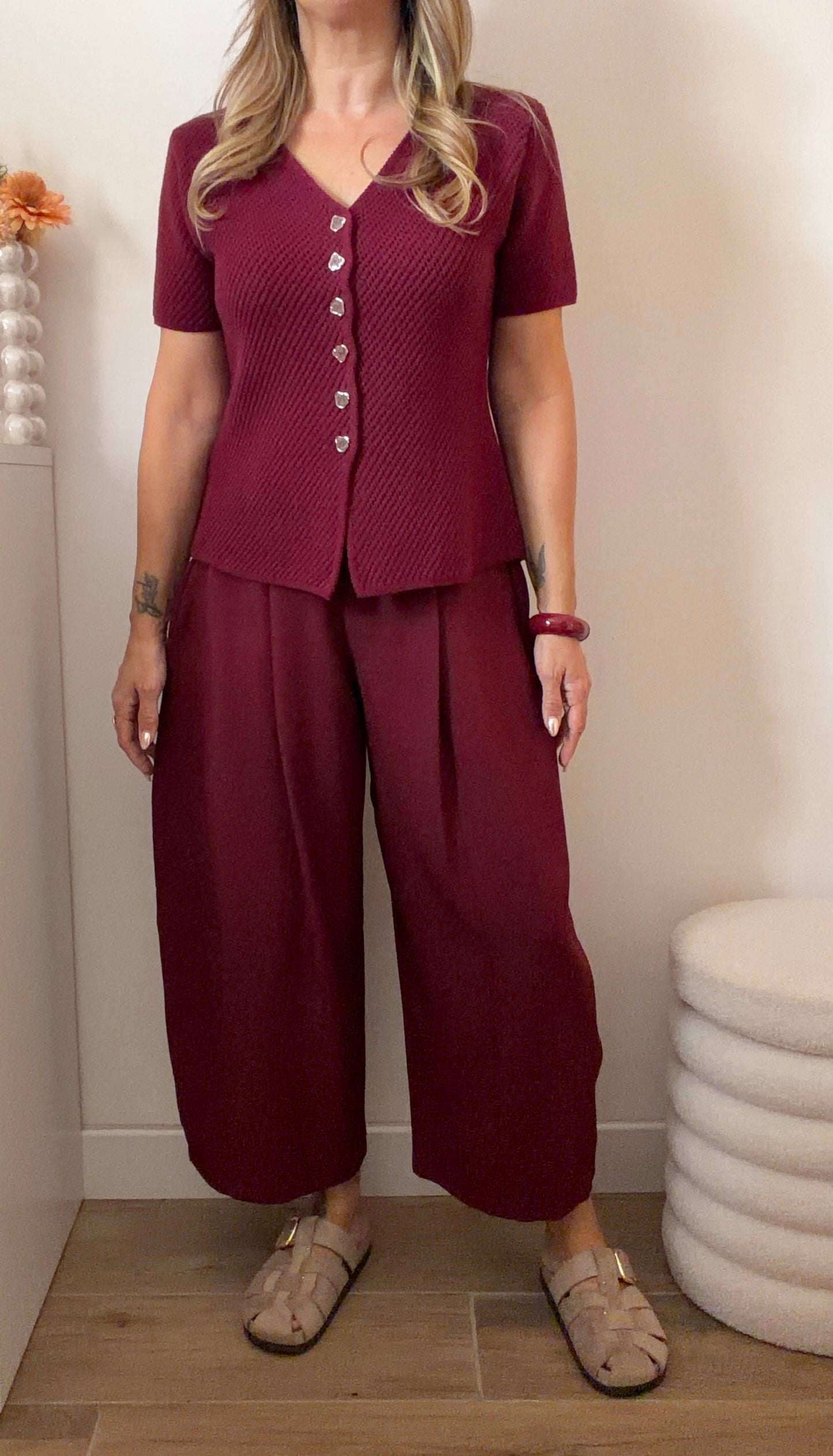 PANTALON 7/8eme BORDEAUX