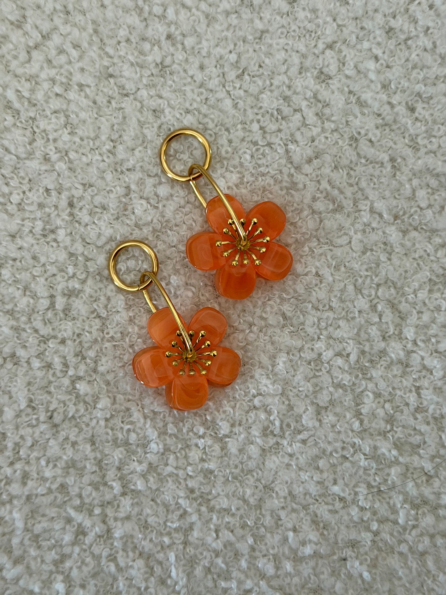 BOUCLES D'OREILLES FLEURS ORANGES