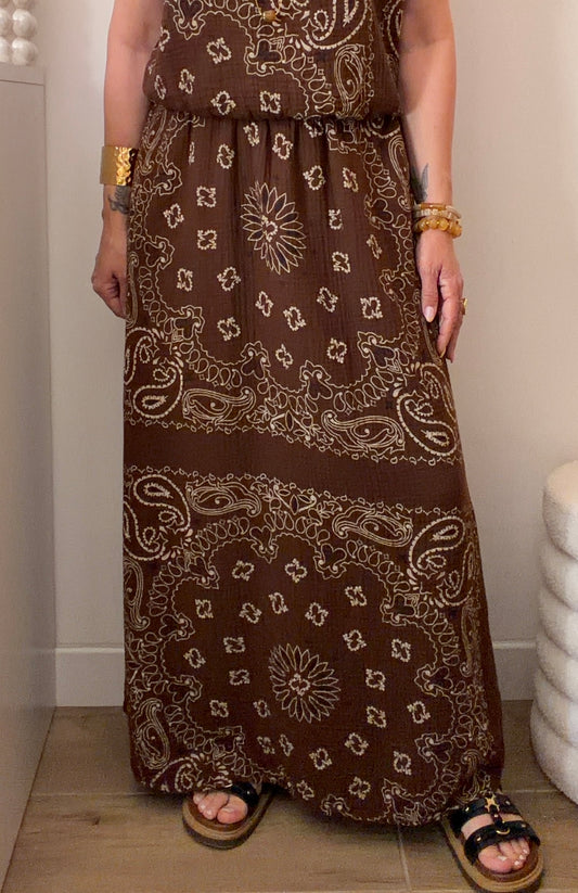 JUPE BANDANA MARRON