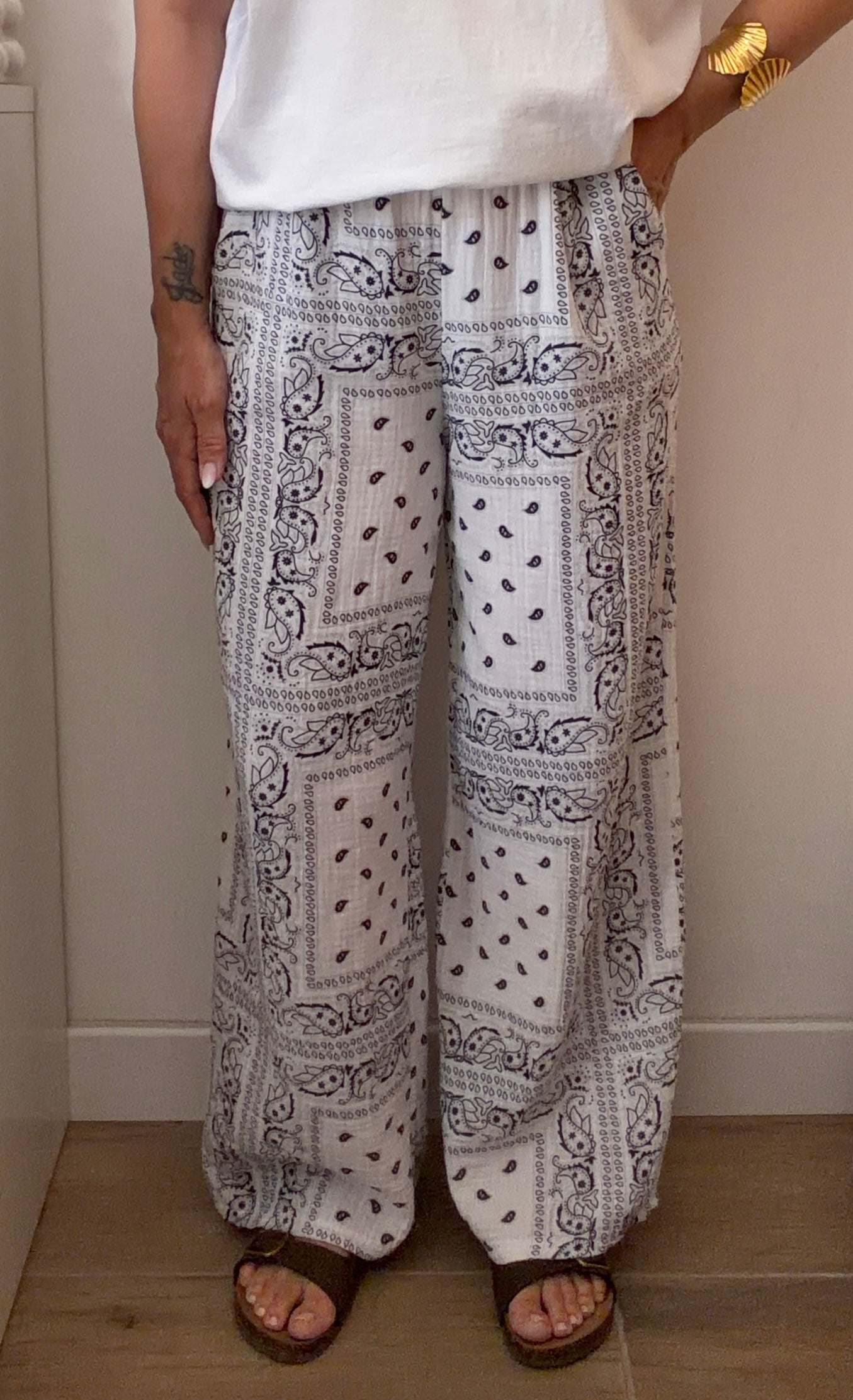 PANTALON BANDANA BLANC