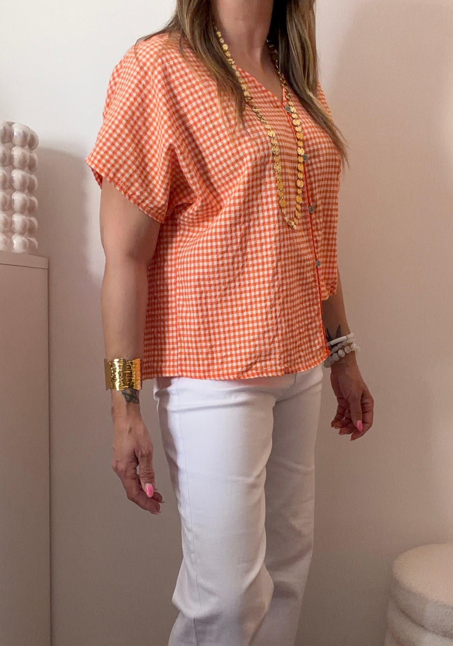 BLOUSE VICHY ORANGE
