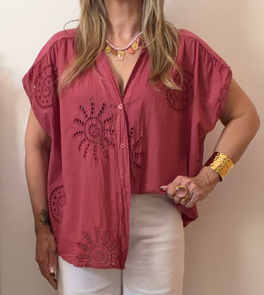 BLOUSE FIDJI FRAMBOISE