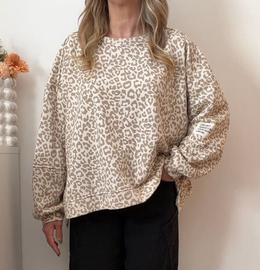 SWEAT LÉOPARD BEIGE/TAUPE