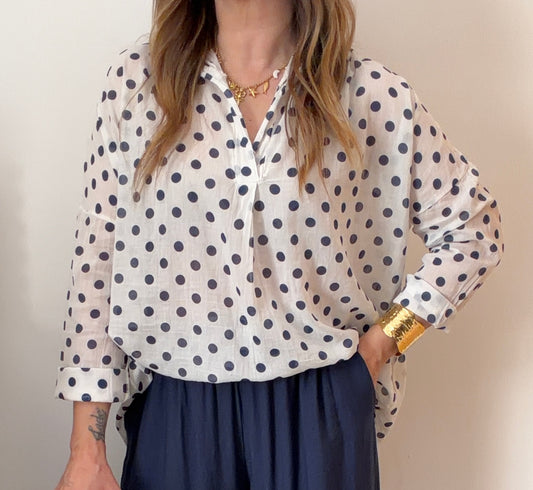 BLOUSE POIS MARINE