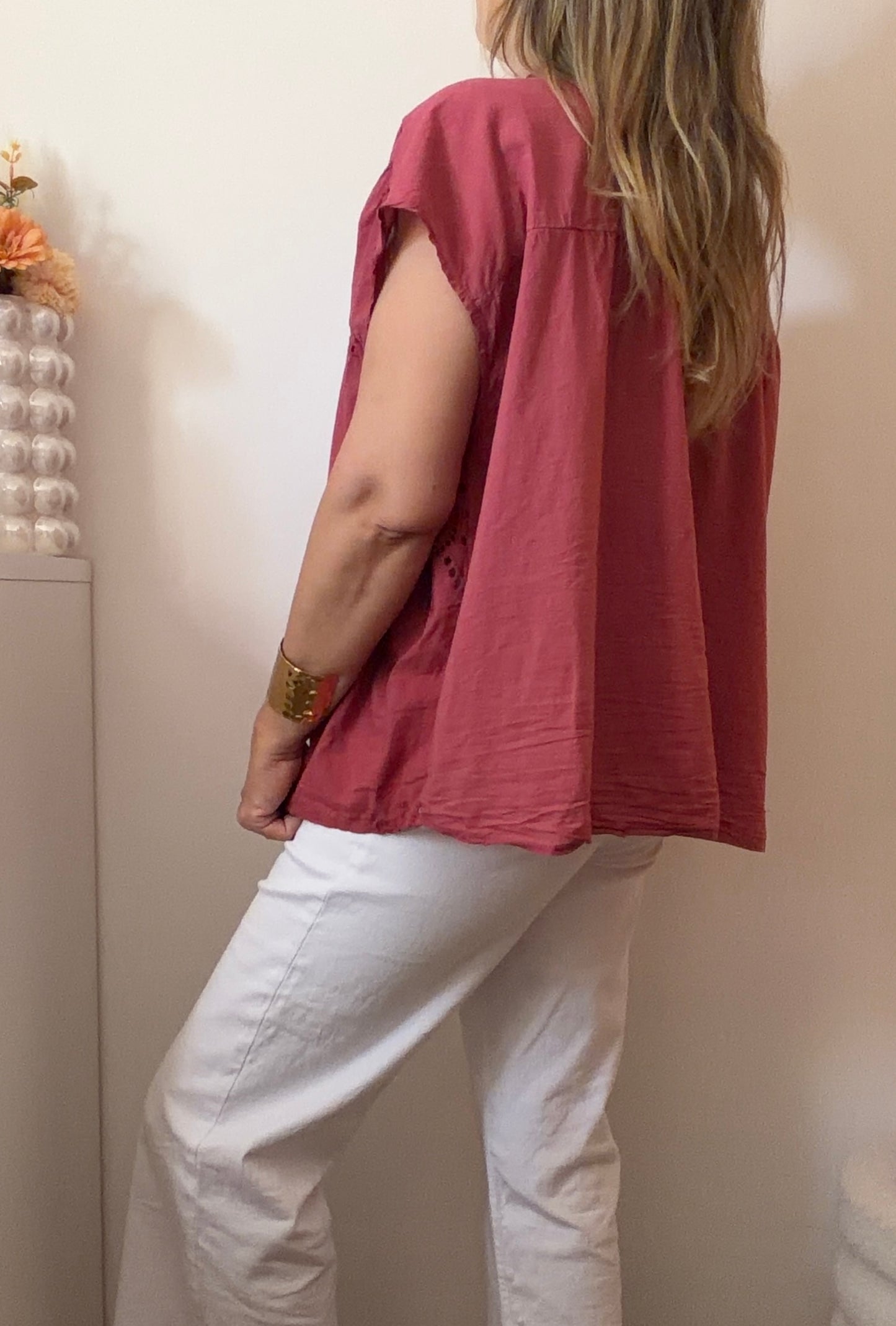 BLOUSE FIDJI FRAMBOISE
