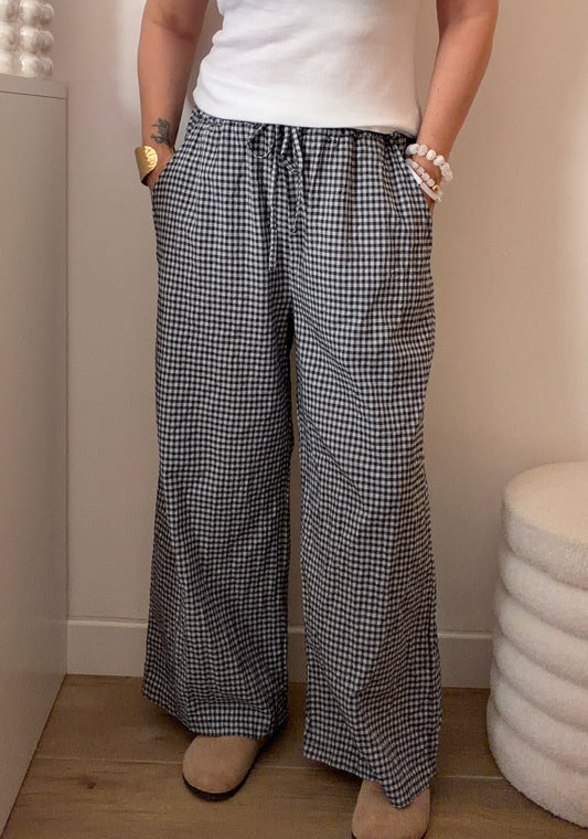 PANTALON VICHY BLEU MARINE