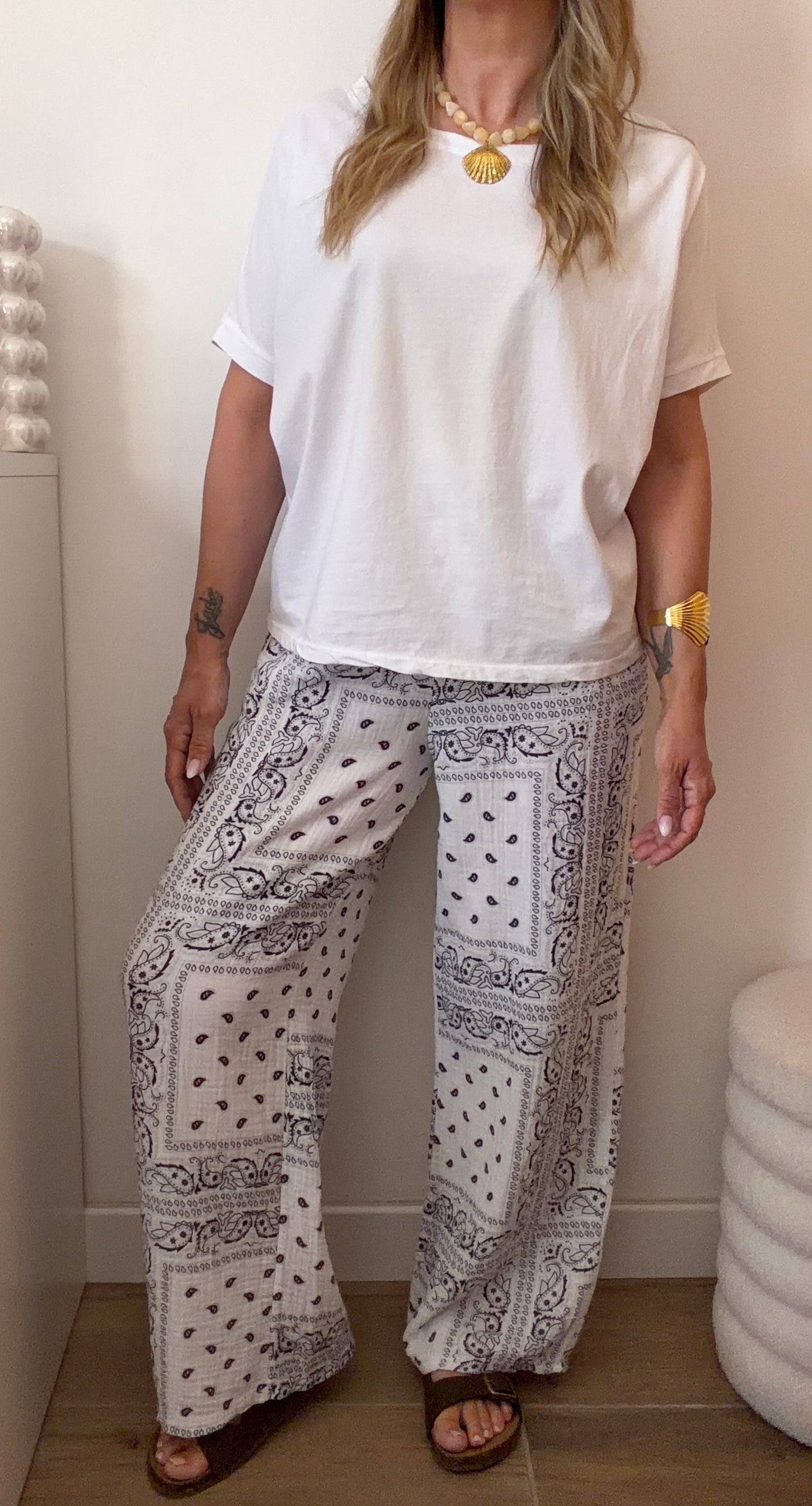 PANTALON BANDANA BLANC