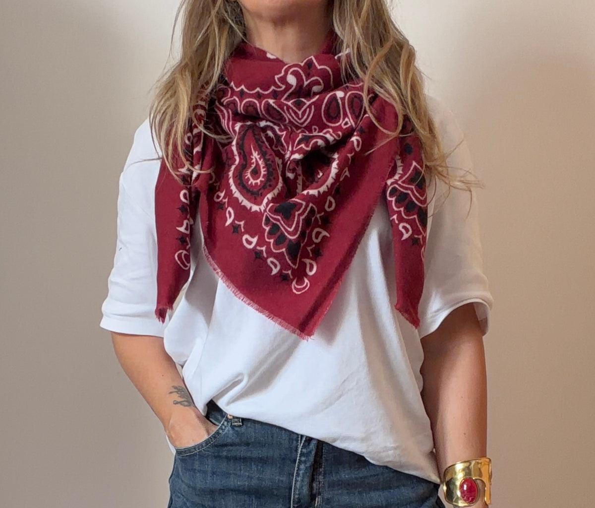 ÉCHARPE BANDANA BORDEAUX