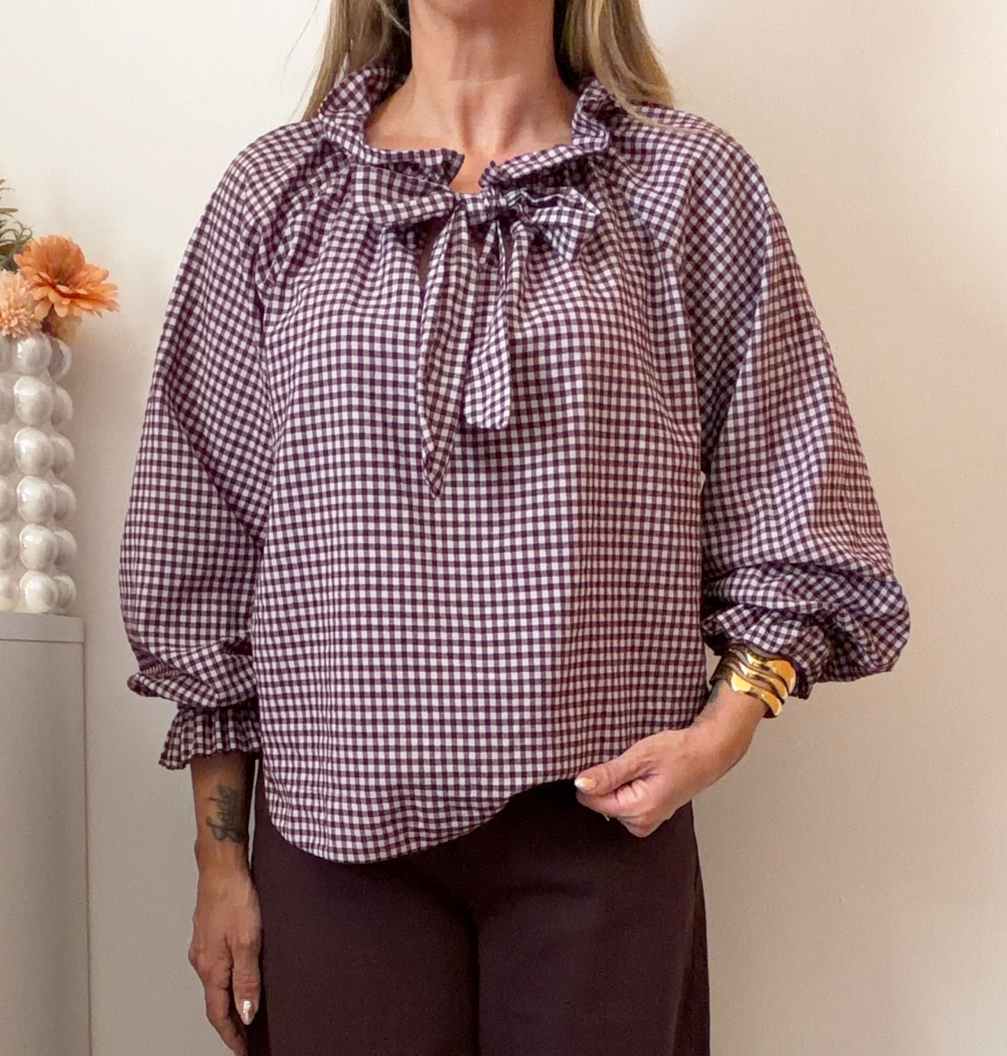 BLOUSE VICHY PRUNE