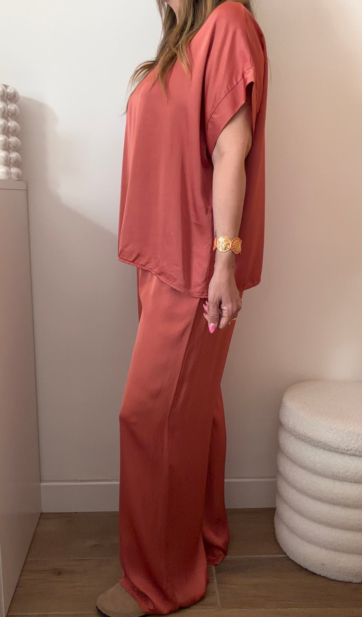 BLOUSE SOIE TERRACOTTA DÉFECTUEUSE