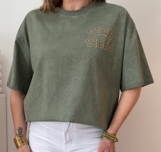 TEE-SHIRT GOOD VIBES KAKI