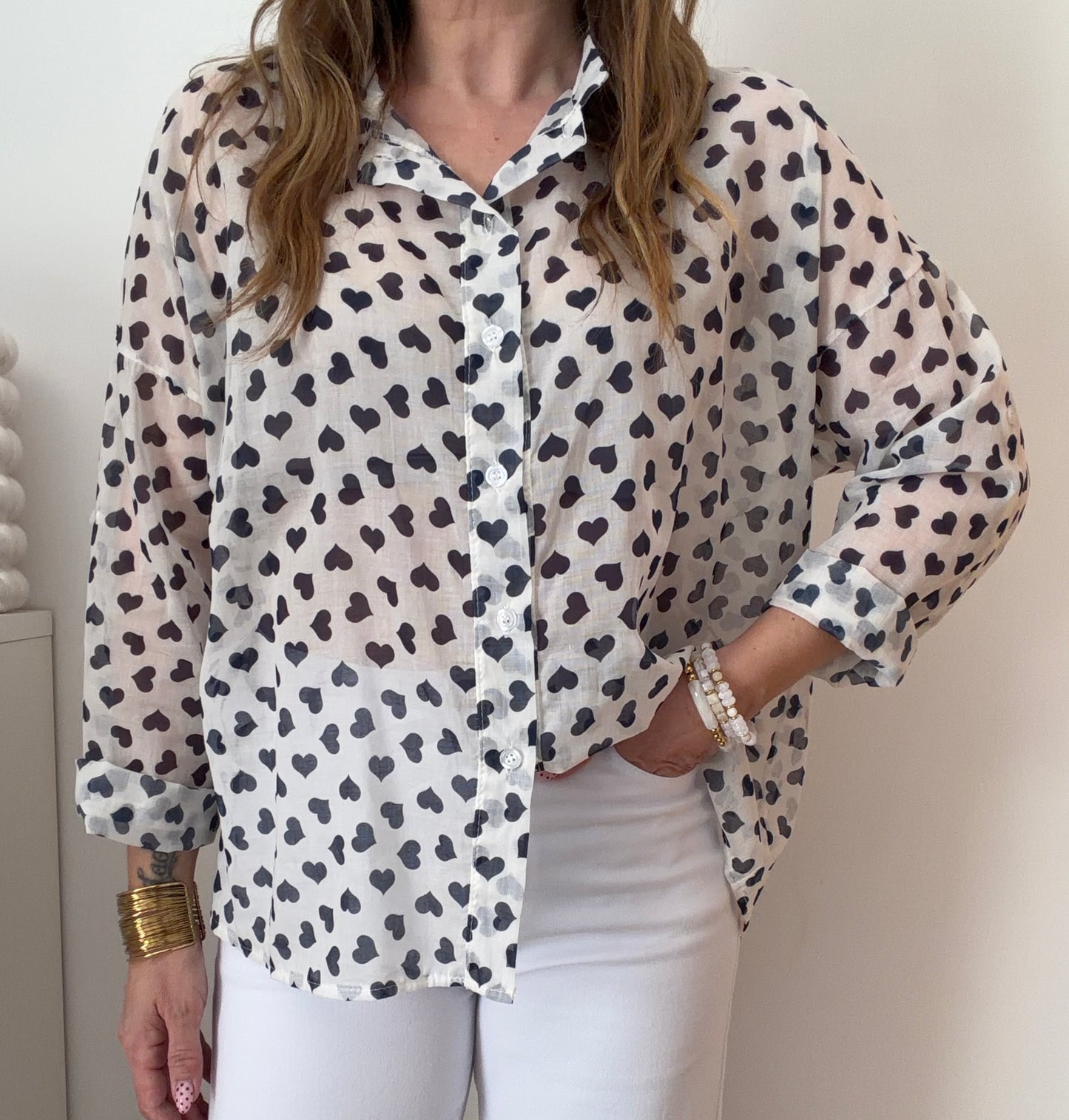 CHEMISE CŒUR MARINE