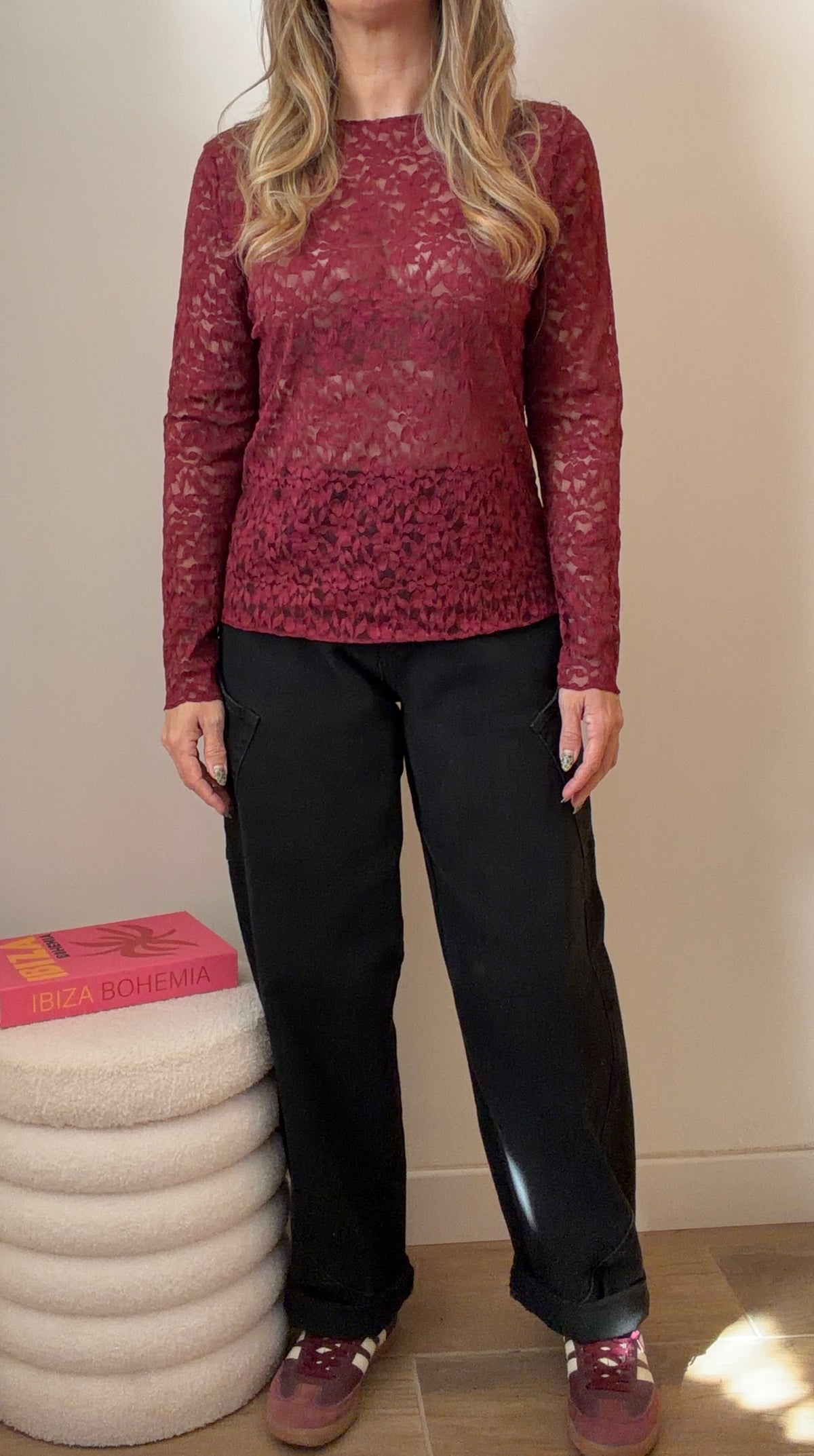 HAUT DENTELLE BORDEAUX