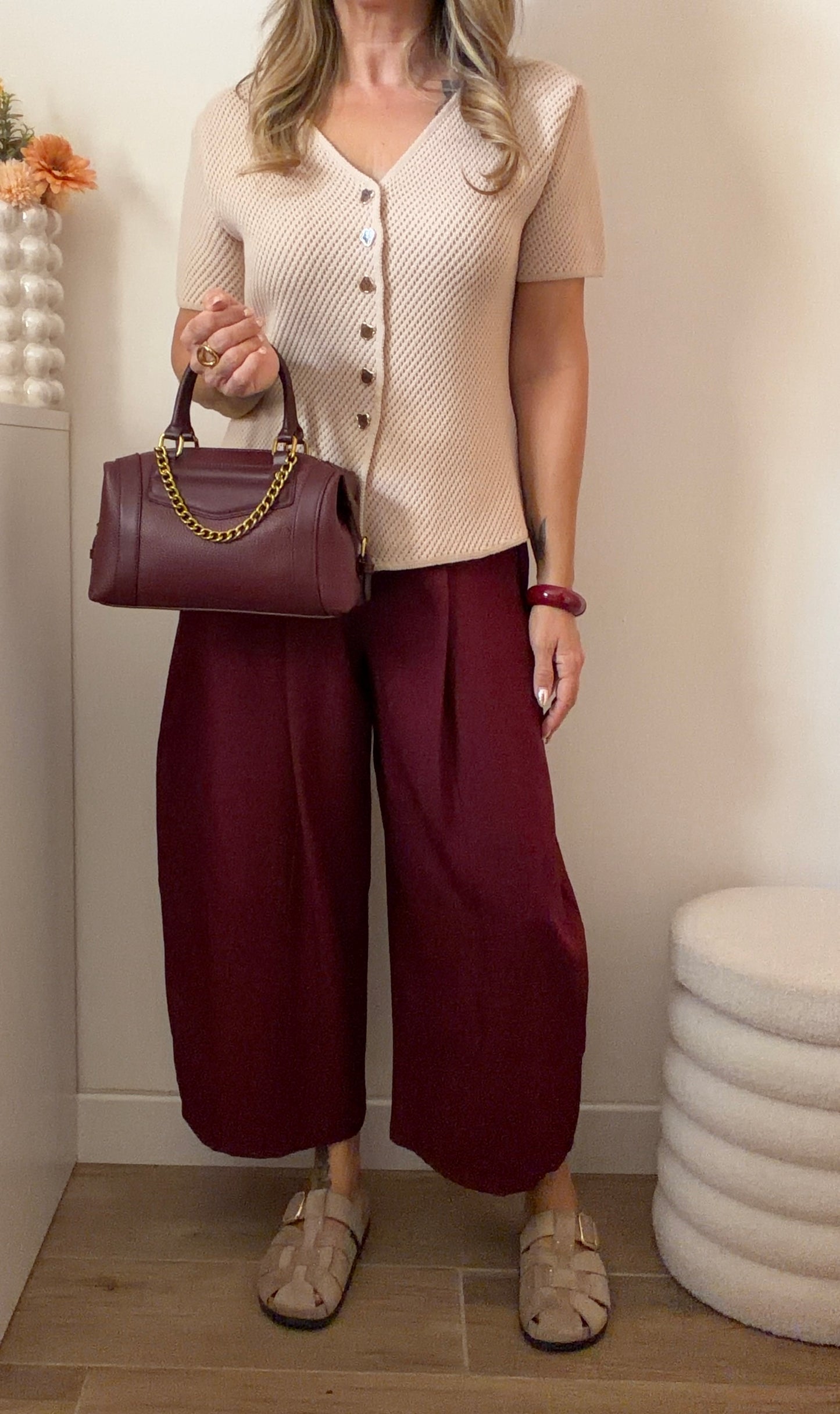 PANTALON 7/8eme BORDEAUX