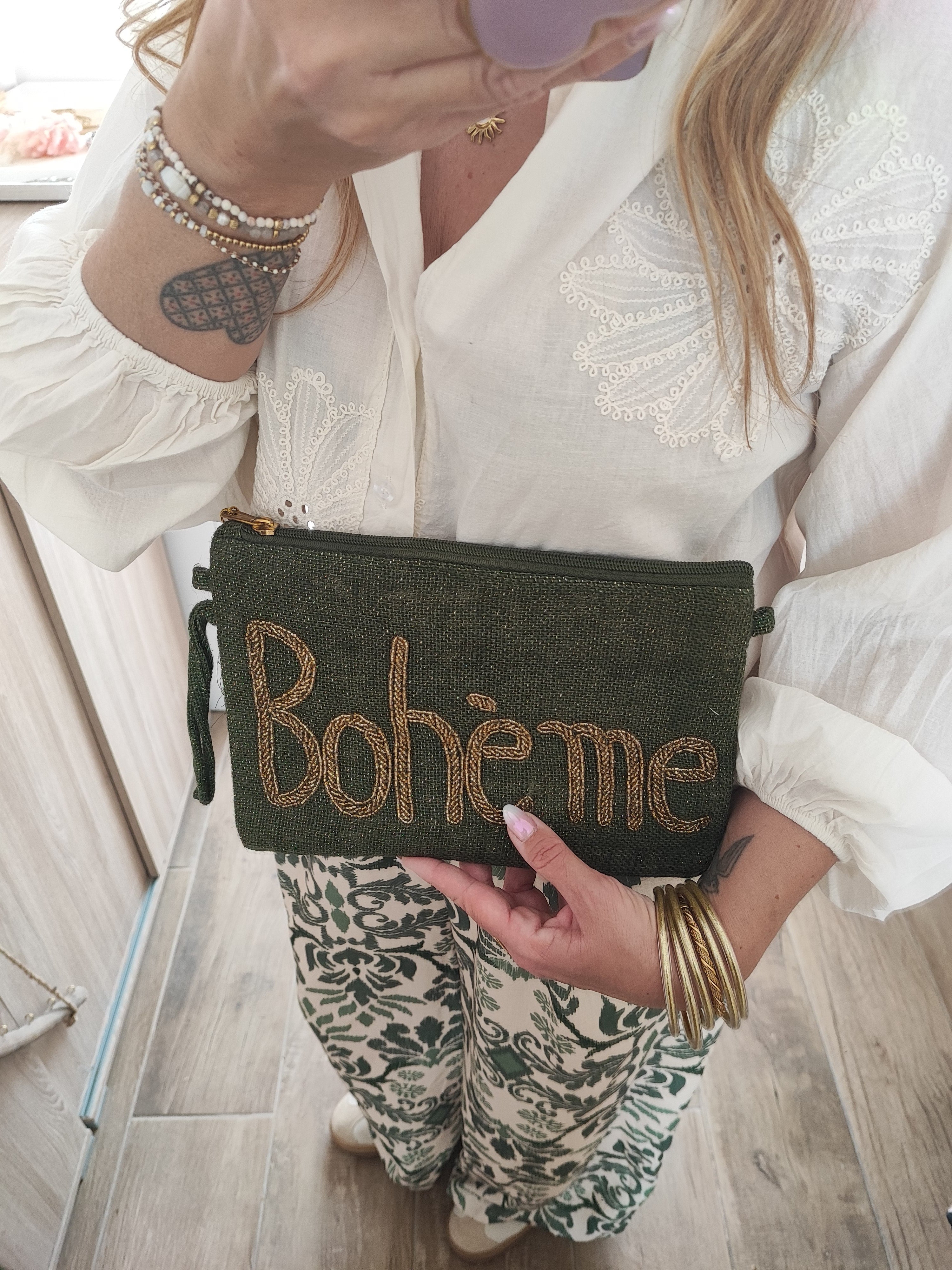 Pochette Boheme kaki