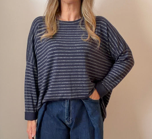 TEE-SHIRT MARINE PAILLETTES