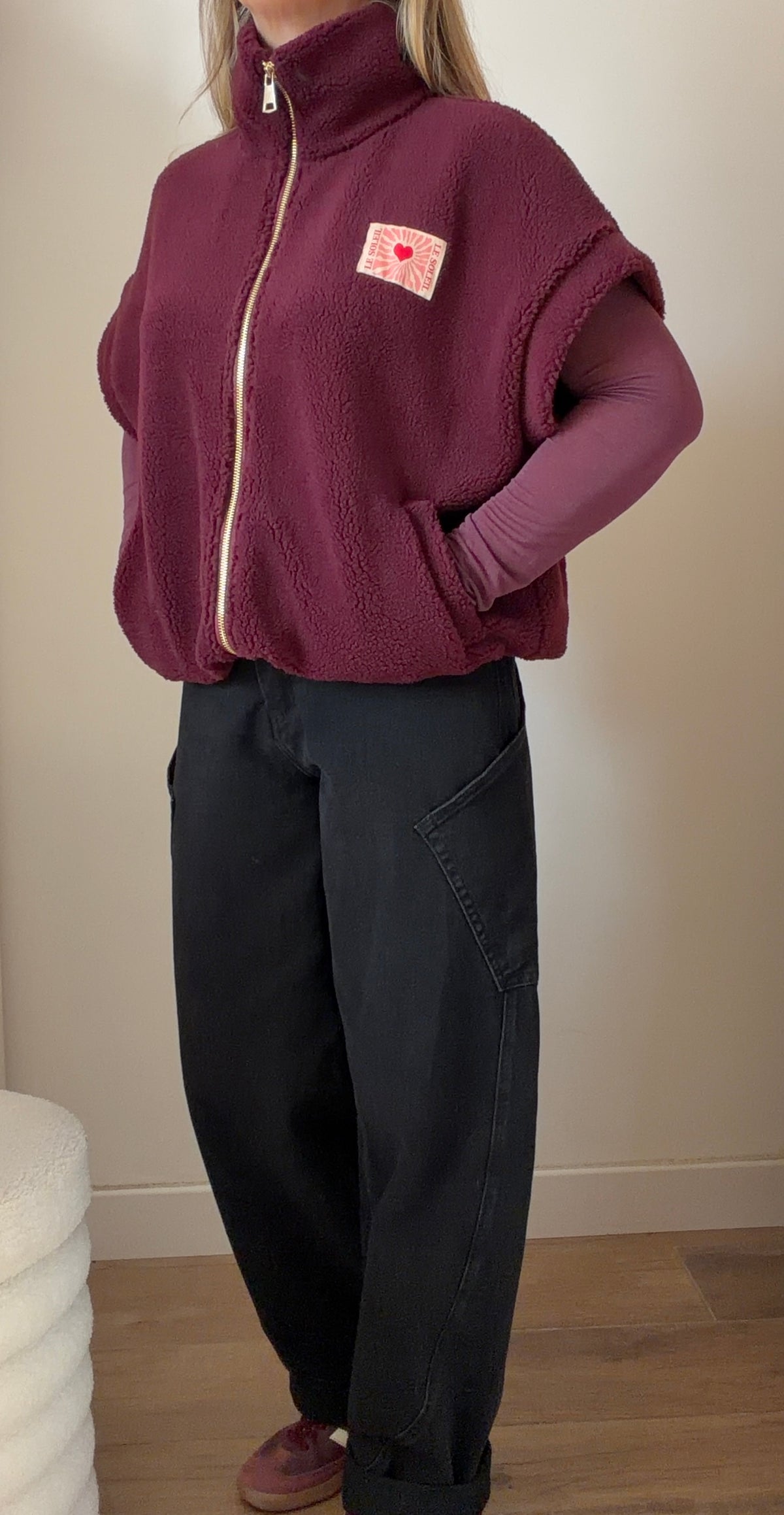 VESTE TEDDY PRUNE