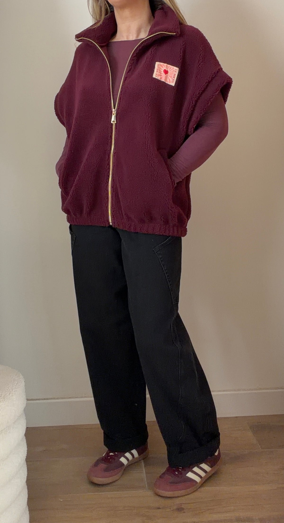 VESTE TEDDY PRUNE