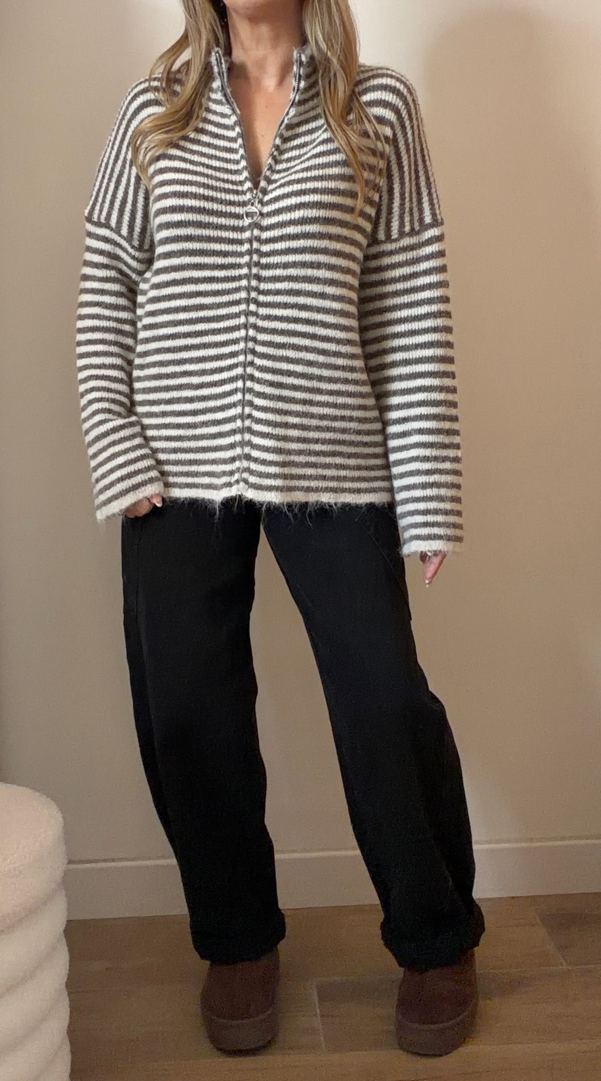 GILET TOM RAYÉ CHOCO CRÈME