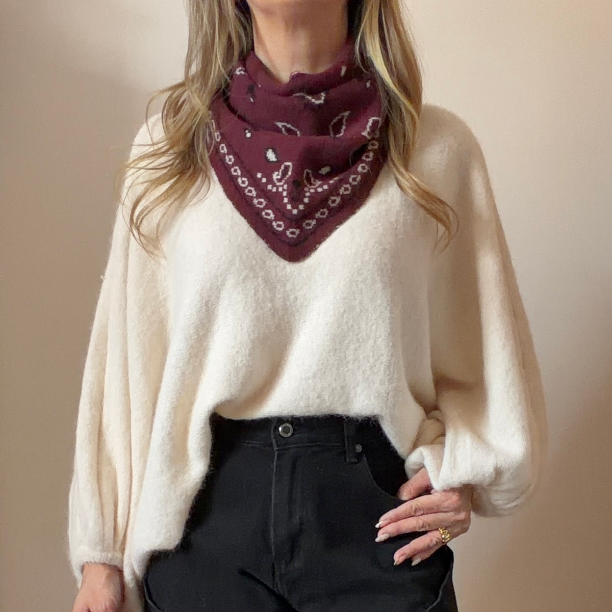 ÉCHARPE INSPI BANDANA PRUNE