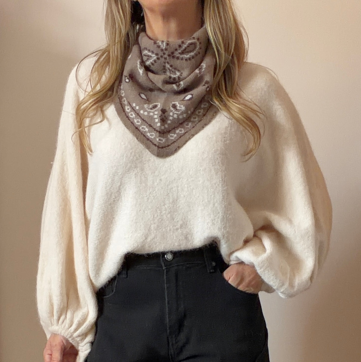 ÉCHARPE INSPI BANDANA TAUPE