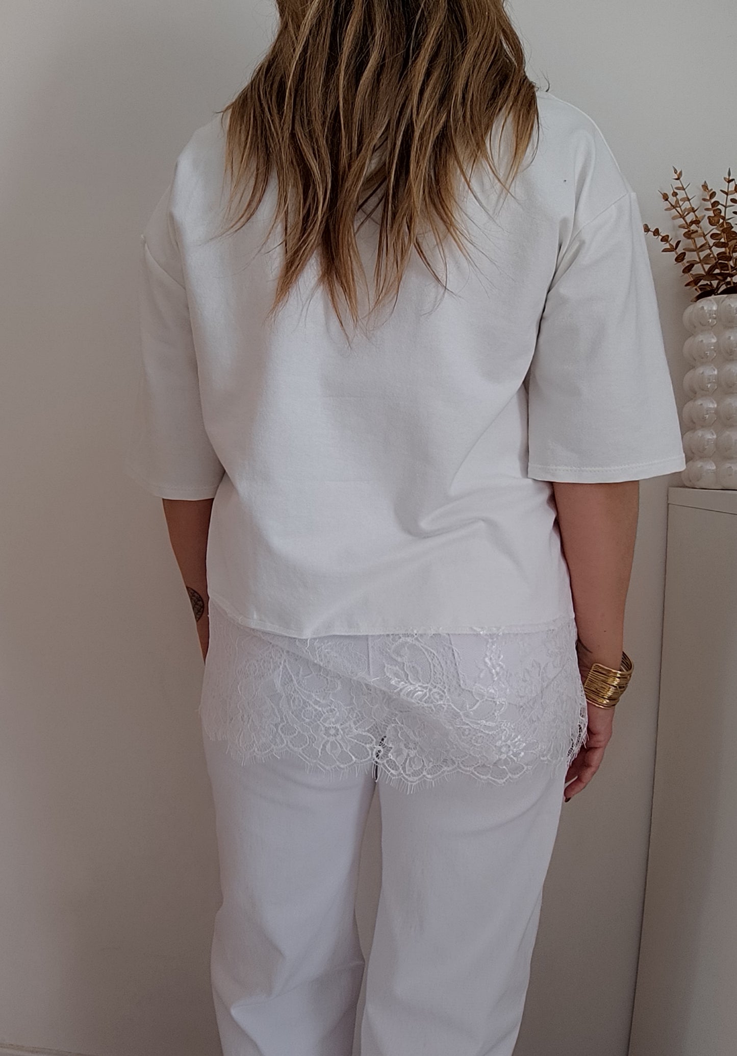 TEE-SHIRT DENTELLE BLANC